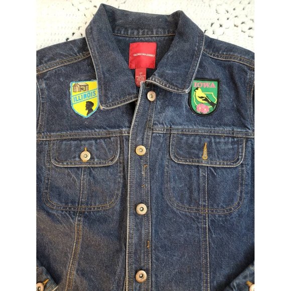Vintage Rare One of a Kind Women's Size Large State's Patches Jean Jacket - Picture 3 of 6